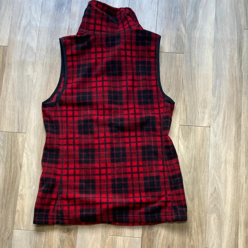 Chaps vest fleece checkered plaid print zip front vest with pockets S - Picture 16 of 17
